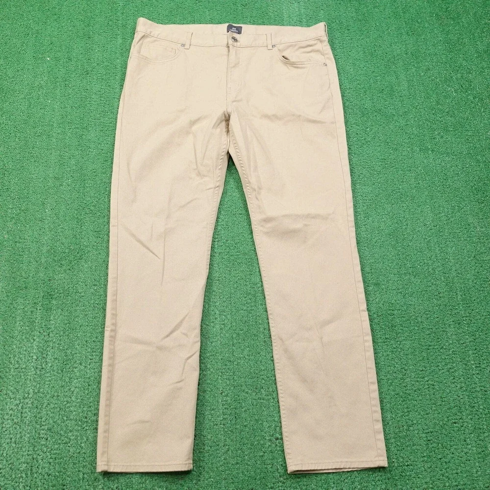 H&M SLIM FIT BEIGE KHAKI COTTON BLEND CHINO PANTS MENS SIZE 38‎ EUC